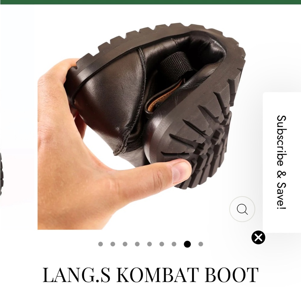 Lang.S Black Leather Combat Boots - Picture 4 of 12